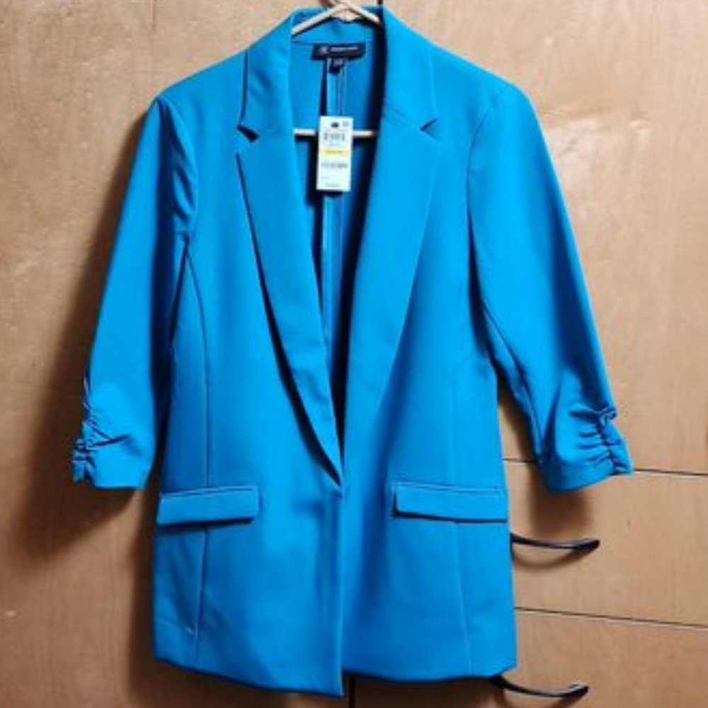NWT Caribbean Blue Ruched-sleeve Blazer